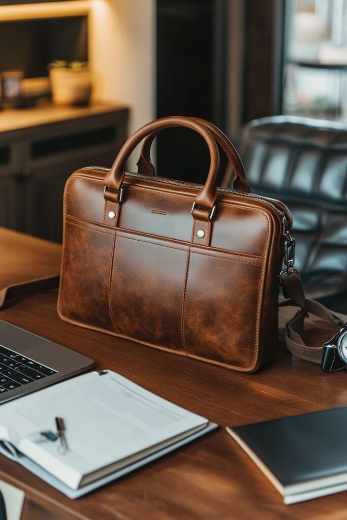 Discover chic men's luxury leather laptop bags for…